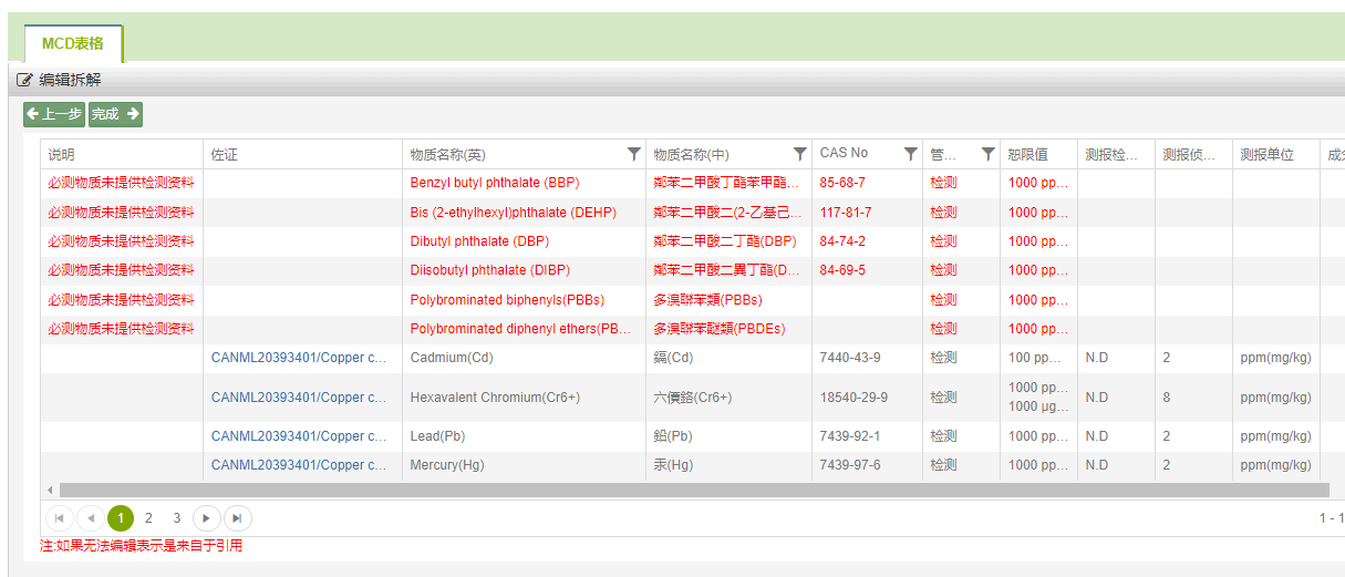 MCD不符合-适用拆解规范